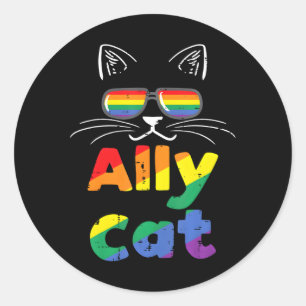 Ally Cat Pride Monat direkt Gay LGBTQ LGBT Runder Aufkleber