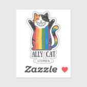 Ally Cat - Rainbow Cat LGBTQ Pride (2) Aufkleber (Blatt)