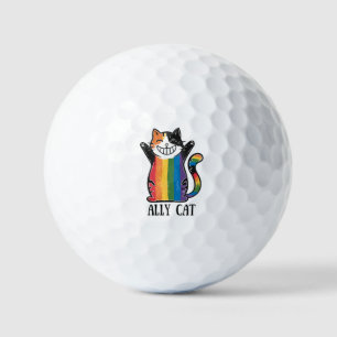 Ally Cat - Rainbow Cat LGBTQ Pride (2) Golfball