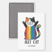 Ally Cat - Rainbow Cat LGBTQ Pride (2) Magnet (Vorderseite/Rückseite)