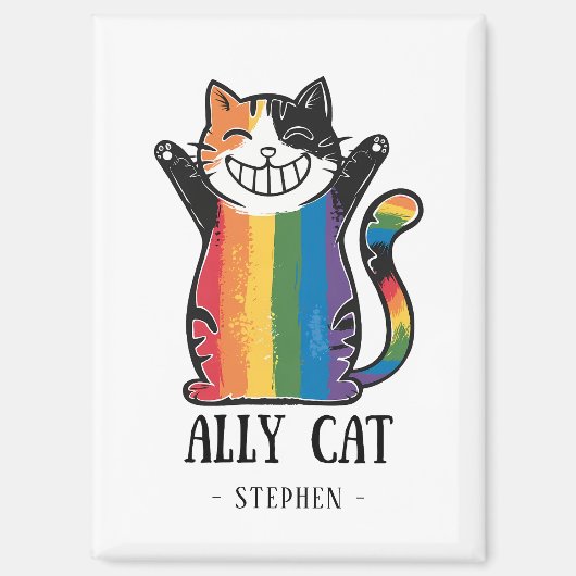 Ally Cat - Rainbow Cat LGBTQ Pride (2) Magnet (Vorderseite)