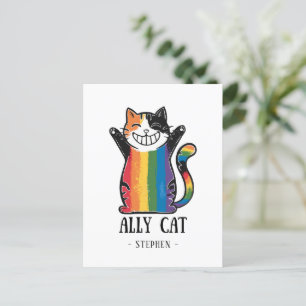 Ally Cat - Rainbow Cat LGBTQ Pride (2) Postkarte