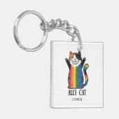 Ally Cat - Rainbow Cat LGBTQ Pride (2) Schlüsselanhänger (Vorderseite links)