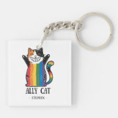 Ally Cat - Rainbow Cat LGBTQ Pride (2) Schlüsselanhänger (Rückseite)