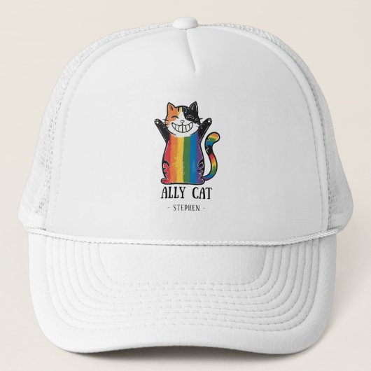 Ally Cat - Rainbow Cat LGBTQ Pride (2) Truckerkappe (Vorderseite)