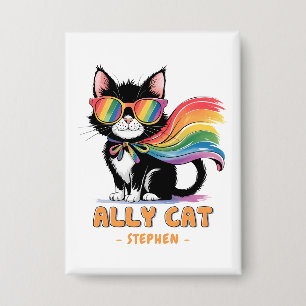 Ally Cat - Rainbow Cat LGBTQ Pride Button