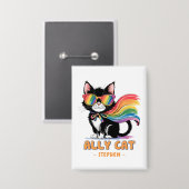 Ally Cat - Rainbow Cat LGBTQ Pride Button (Vorderseite/Rückseite)