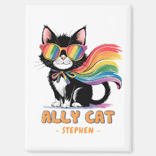 Ally Cat - Rainbow Cat LGBTQ Pride Magnet