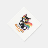 Ally Cat - Rainbow Cat LGBTQ Pride Serviette (Ecke)