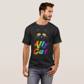 Ally Cat Rainbow Sonnenbrillen Gay Pride Kitty All T-Shirt (Vorne ganz)