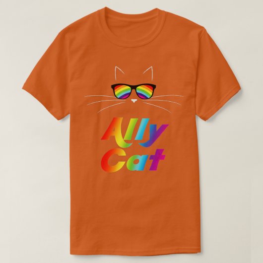 Ally Cat Rainbow Sunglasses Gay Pride Kitty Allies T-Shirt (Design vorne)