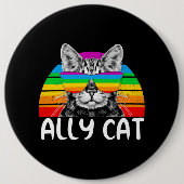 Ally Cat Rainbow Sunglasses LGBT Gay Pride Button (Vorderseite)