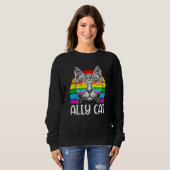 Ally Cat Rainbow Sunglasses Lgbt Gay Pride Kittys Sweatshirt (Vorne ganz)