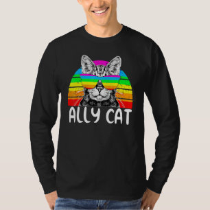 Ally Cat Rainbow Sunglasses Lgbt Gay Pride Kittys T-Shirt