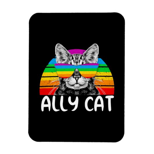 Ally Cat Rainbow Sunglasses LGBT Gay Pride Magnet (Vertikal)