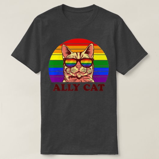 Ally Cat Rainbow Sunglasses LGBTQ Funny Gay Pride T-Shirt (Design vorne)
