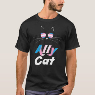 Ally Cat Rainbow Sunglasses Transgender Pride Kitt T-Shirt
