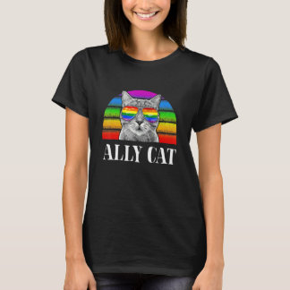 Ally Cat Regenbogen-Sonnenbrille Lgbt Gay Pride Ki T-Shirt