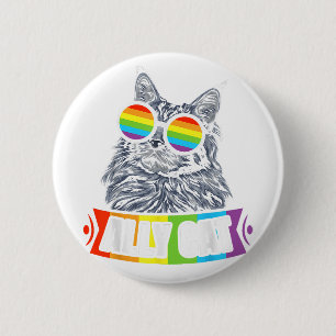 Ally Cat Straight LGBT Supporter Gay Pride Ally Ra Button