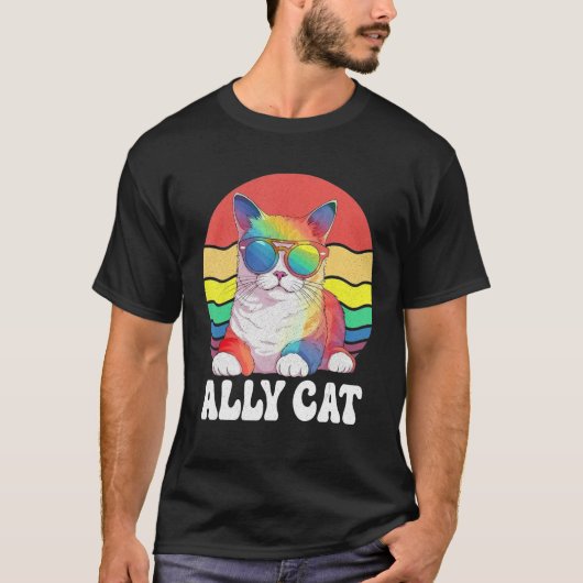 Ally Cat Straight LGBT Supporter Gay Pride Ally Ra T-Shirt (Vorderseite)