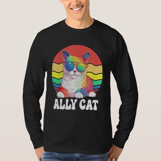Ally Cat Straight LGBT Supporter Gay Pride Ally Ra T-Shirt (Vorderseite)
