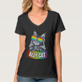 Ally Cat Straight LGBT Supporter Gay Pride Ally Ra T-Shirt (Vorderseite)