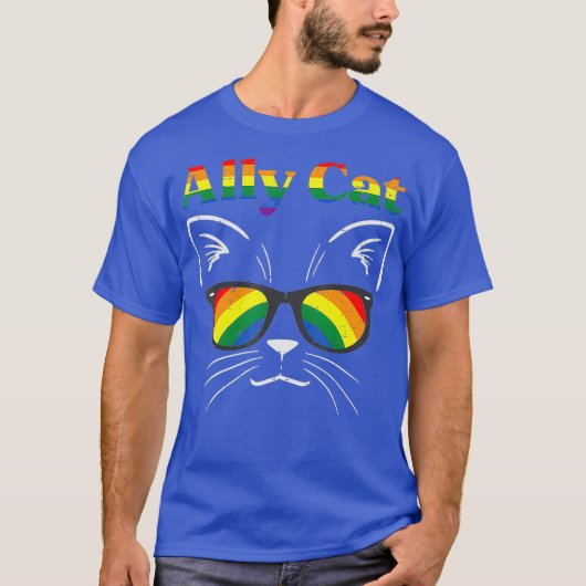 Ally Cat Sunglasses Gay Rainbow Pride LGBT Men T-Shirt (Vorderseite)