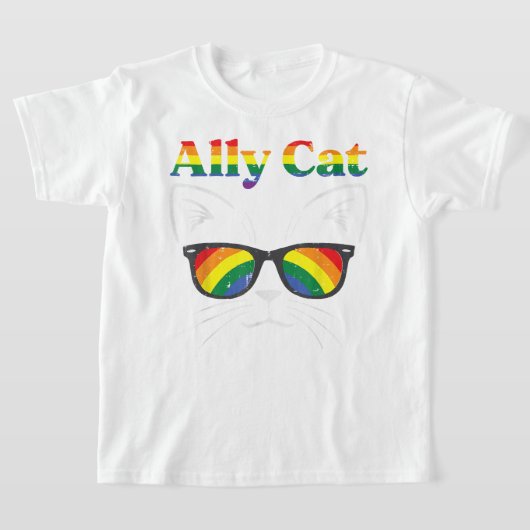 Ally Cat Sunglasses Gay Rainbow Pride LGBT Support T-Shirt (Ablage )