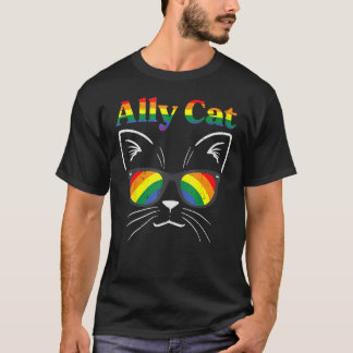 Ally Cat Sunglasses Gay Rainbow Pride LGBT Support T-Shirt