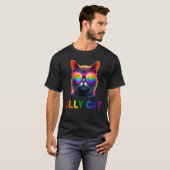 Ally Cat Sunglasses LGBT LGBTQ Gay Pride Flag Cute T-Shirt (Vorne ganz)