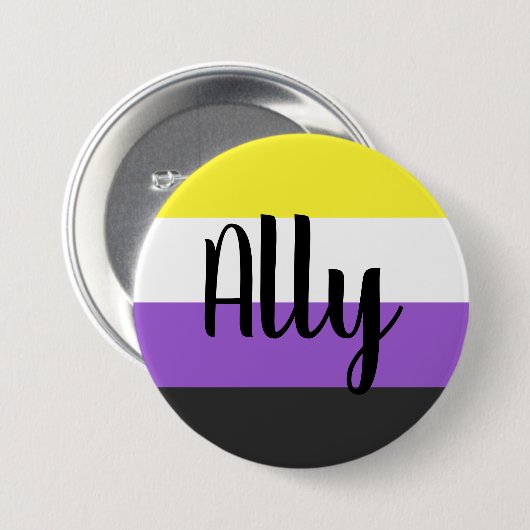 Ally-Flag, nicht binär Button (Vorne & Hinten)