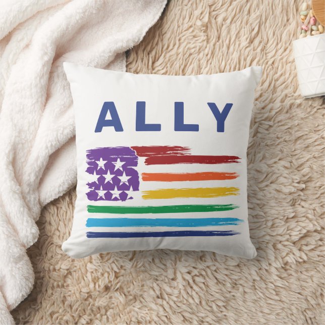 Ally-Kunst-Regenbogen-Flaggen-Wurfkissen Kissen (Decke)