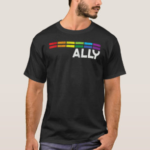 Ally Lgbtq Rainbow Pride Flag Lesbian Gay Vintag T-Shirt