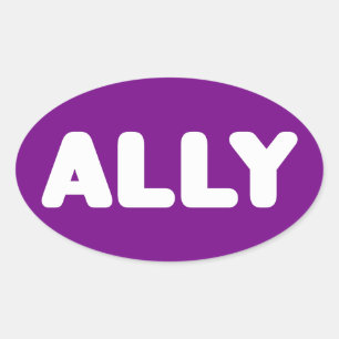 Ally LGBTQ Straight Ally Spirit Day White & Lila Ovaler Aufkleber