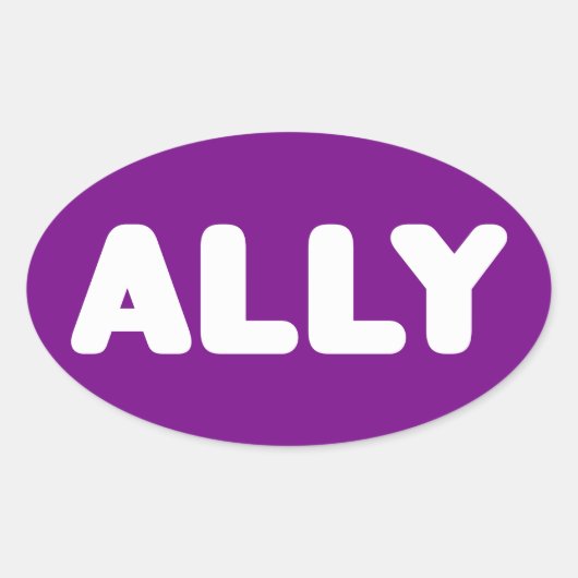 Ally LGBTQ Straight Ally Spirit Day White & Lila Ovaler Aufkleber (Vorderseite)