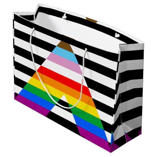 Ally Progress Pride Flag Große Geschenktüte (Rückseite Schrägansicht)