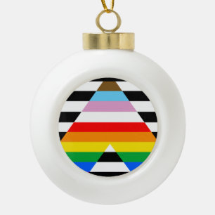 Ally Progress Pride Flag Keramik Kugel-Ornament