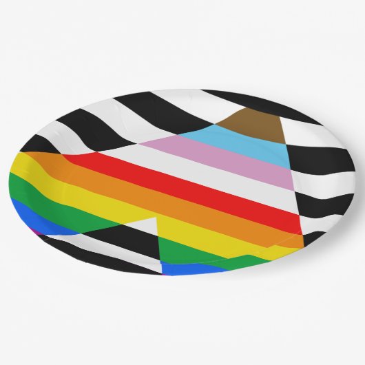 Ally Progress Pride Flag Pappteller (Schrägansicht)