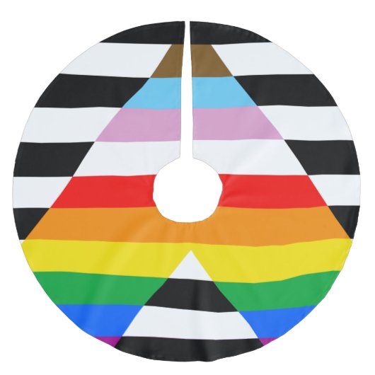 Ally Progress Pride Flag Polyester Weihnachtsbaumdecke (Vorderseite)