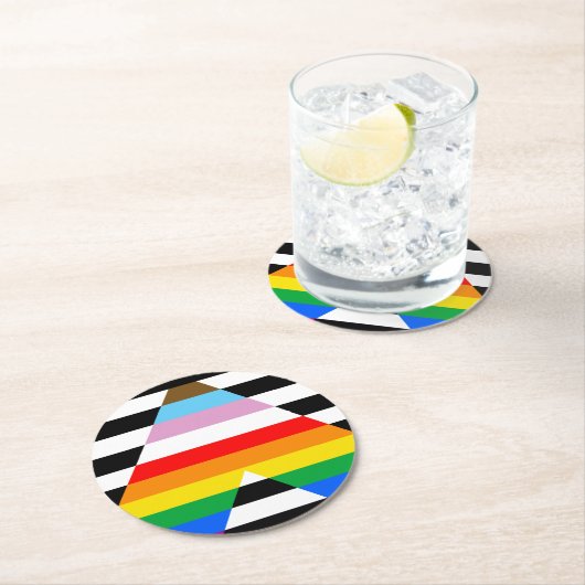 Ally Progress Pride Flag Runder Pappuntersetzer (Vor Ort)