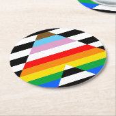 Ally Progress Pride Flag Runder Pappuntersetzer (Angewinkelt)