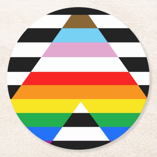 Ally Progress Pride Flag Runder Pappuntersetzer (Vorderseite)