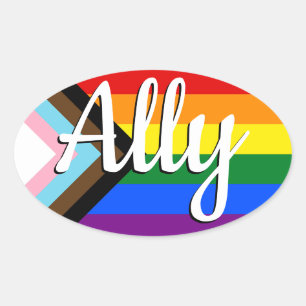 Ally   Progress Prilag Flag Ovaler Aufkleber