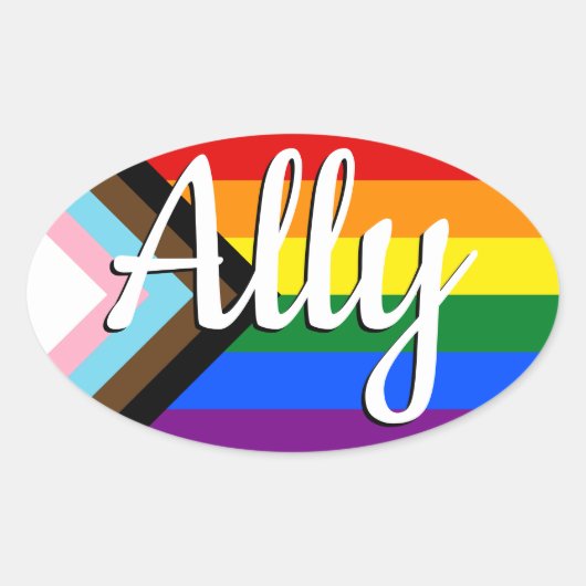 Ally | Progress Prilag Flag Ovaler Aufkleber (Vorderseite)