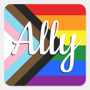 Ally   Progress Prilag Flag Quadratischer Aufkleber