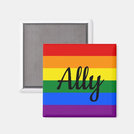 Ally | Rainbow Prilag Flag Magnet (Vorderseite/Rückseite)