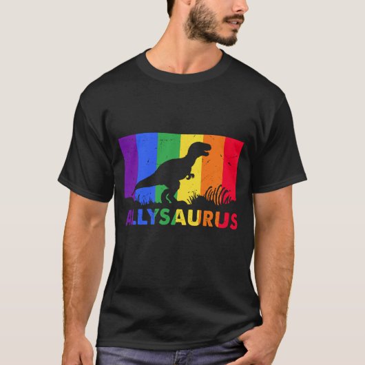Ally Saurus T - Shirt, Rainbow Pride Shirt, Pride T-Shirt (Vorderseite)