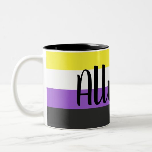Ally-Tasse für nichtbinäre Flag Zweifarbige Tasse (Links)