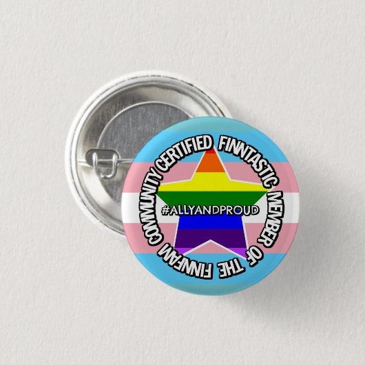 (Ally) zertifiziertes FinnFam-Abzeichen Button (Vorne & Hinten)