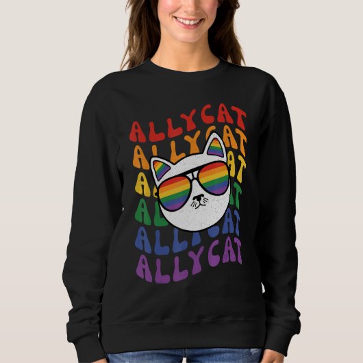 AllyCat Ally Cat Gay Pride Rainbow Sunglasses LGB Sweatshirt (Vorderseite)